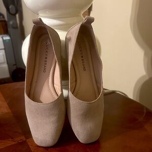 Lucky Brand Women's Beige Suede Loafers